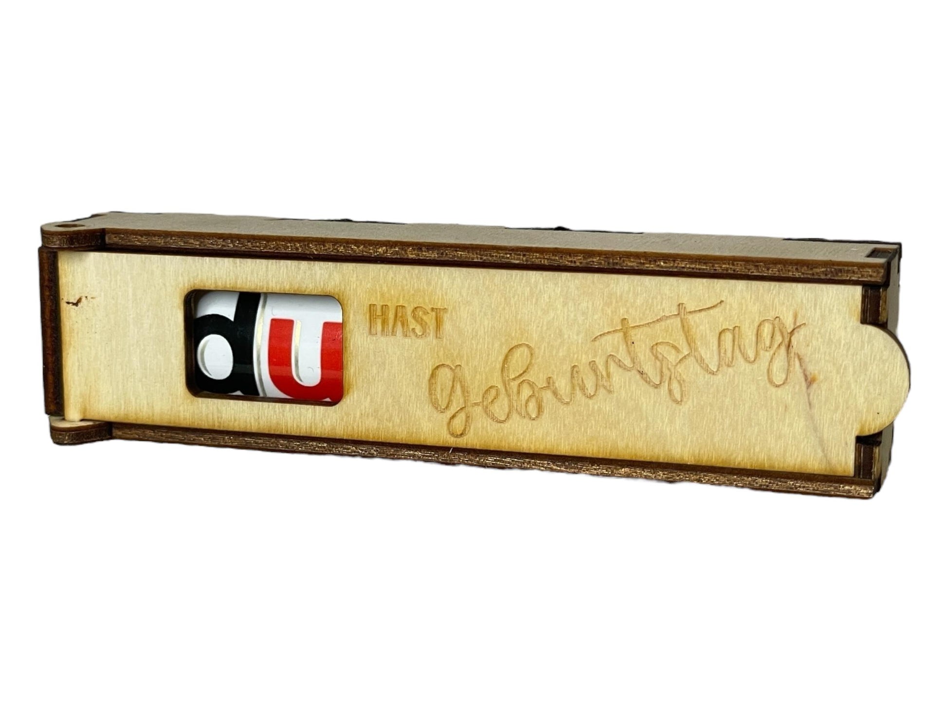 Holz Schokoladenhülle mit Gravur – „Du hast Geburtstag“ | Geschenkidee Geburtstag Das Glückswerk