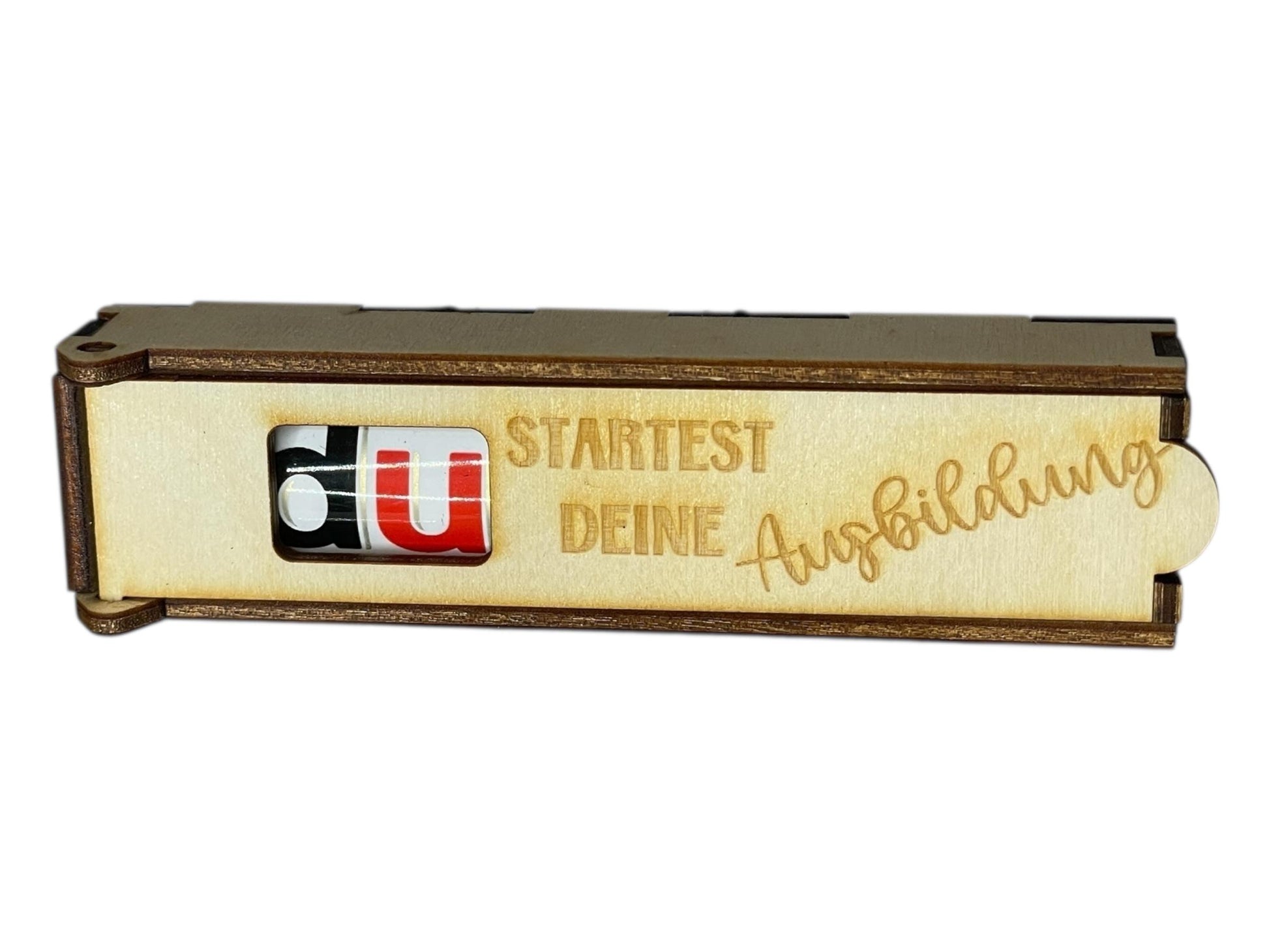 Holz Schokoladenhülle mit Gravur – „Du startest deine Ausbildung“ | Geschenkidee Azubi Das Glückswerk