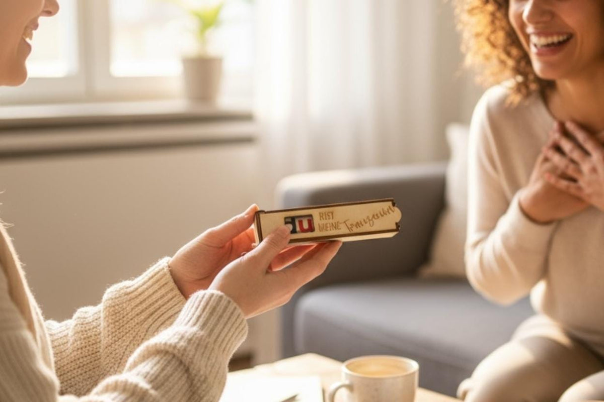 Schokoladenhülle aus Holz mit Gravur Du bist meine Trauzeugin, Geschenkidee Hochzeit