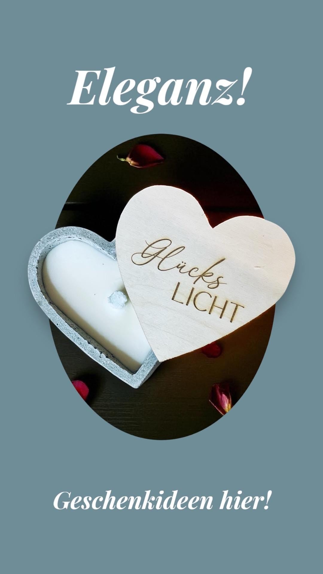 Betonlicht Herzform mit Holzdeckel, Herzkerze Beton grau, Geschenk Freundin Mama Tischdeko, DasGlueckswerk, Dekoration, Container Candles, holz, wachs, Beton, Glasfaser