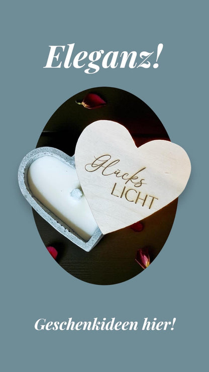 Betonlicht Herzform mit Holzdeckel, Herzkerze Beton grau, Geschenk Freundin Mama Tischdeko, DasGlueckswerk, Dekoration, Container Candles, holz, wachs, Beton, Glasfaser