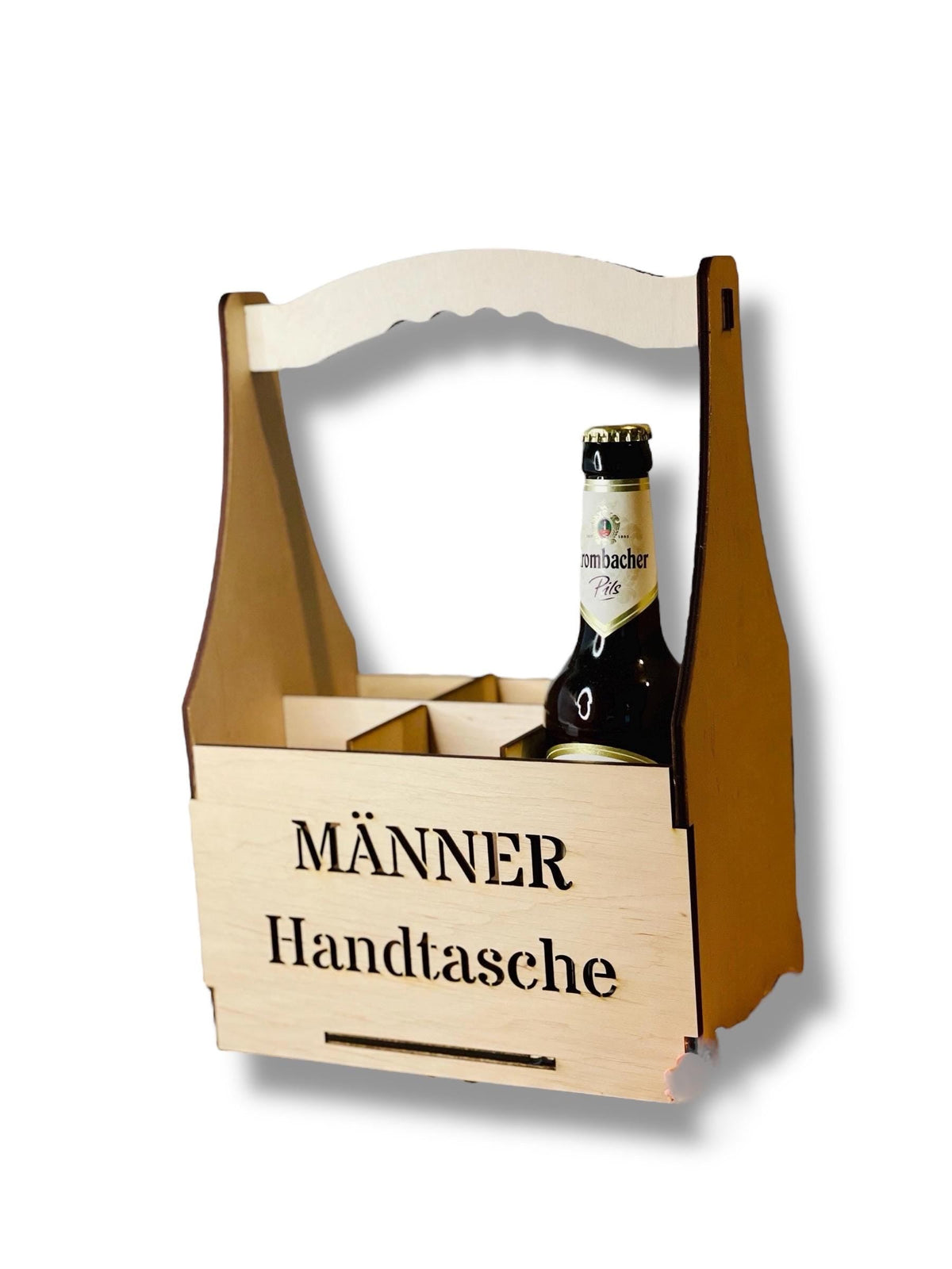 Bierträger Holz als Geschenk für Papa, Seitenansicht, Das Glückswerk