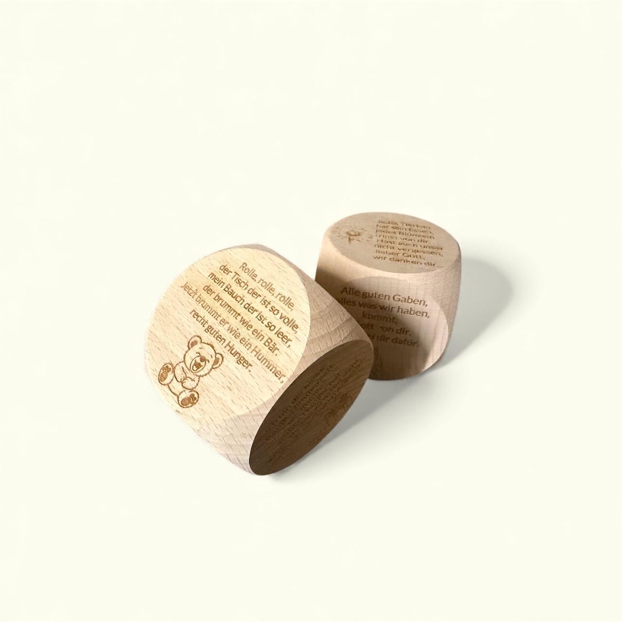 Gebetswürfel 6 cm – Kinder Gebete | Geschenk zur Taufe & Kommunion | Christlicher Lernwürfel Holz | Personalisierbar | Religion Kinder