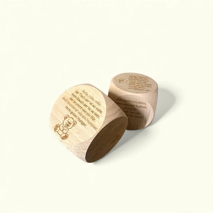 Gebetswürfel 6 cm – Kinder Gebete | Geschenk zur Taufe & Kommunion | Christlicher Lernwürfel Holz | Personalisierbar | Religion Kinder