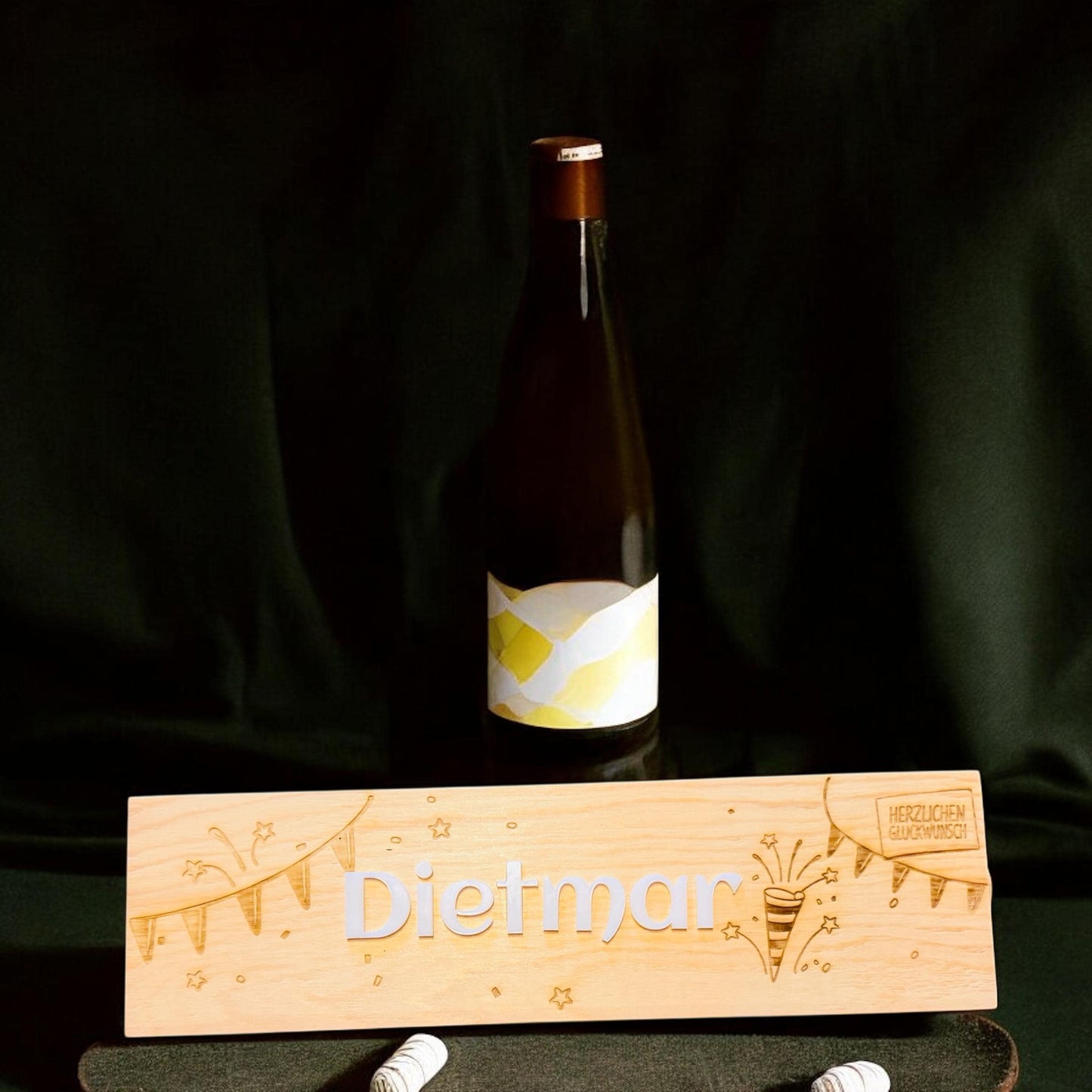 Personalisierte Weinkiste mit Gravur & Acrylglas-Name | Geschenk Geburtstag | Weinbox Holz | Für normale große Flaschen | Weinliebhaber