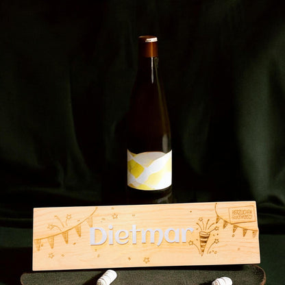 Personalisierte Weinkiste mit Gravur & Acrylglas-Name | Geschenk Geburtstag | Weinbox Holz | Für normale große Flaschen | Weinliebhaber