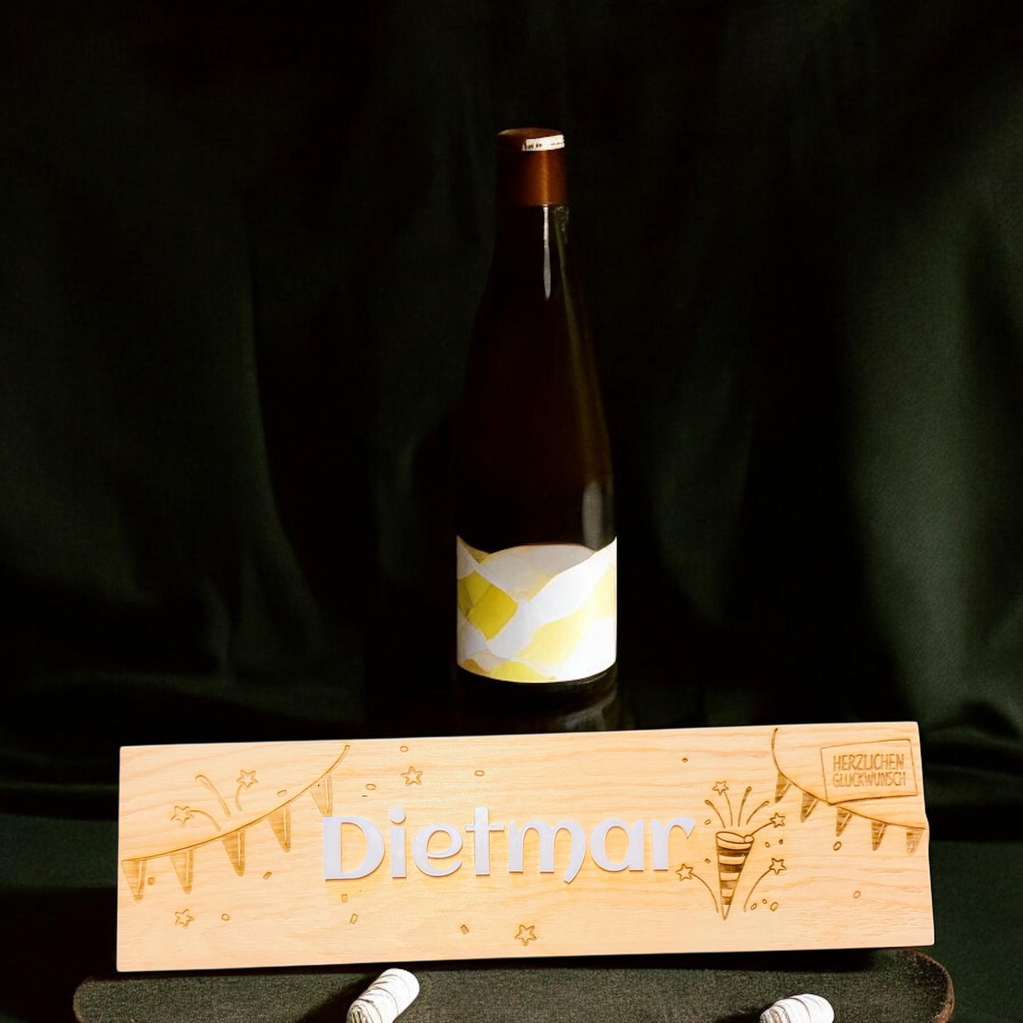Weinkiste Gravur Acrylname, personalisierte Holzbox für Weinflaschen, Geschenk Geburtstag Hochzeit, DasGlueckswerk, Küche & Genuss, Boxes & Bins, Holz, Acryl
