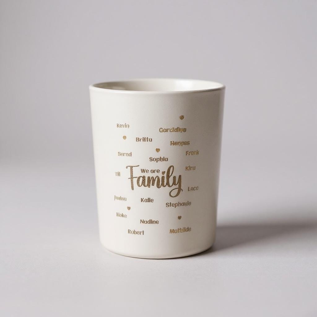 Personalisiertes Familien-Teelichtglas mit Namen – „We Are Family“ Windlicht, Geschenk für Eltern & Großeltern, Teelicht mit Goldschimmer, DasGlueckswerk, Personalisierte Geschenk, Candlestick Holders, glas