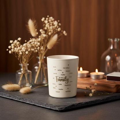 Personalisiertes Familien-Teelichtglas mit Namen – „We Are Family“ Windlicht, Geschenk für Eltern & Großeltern, Teelicht mit Goldschimmer, DasGlueckswerk, Personalisierte Geschenk, Candlestick Holders, glas