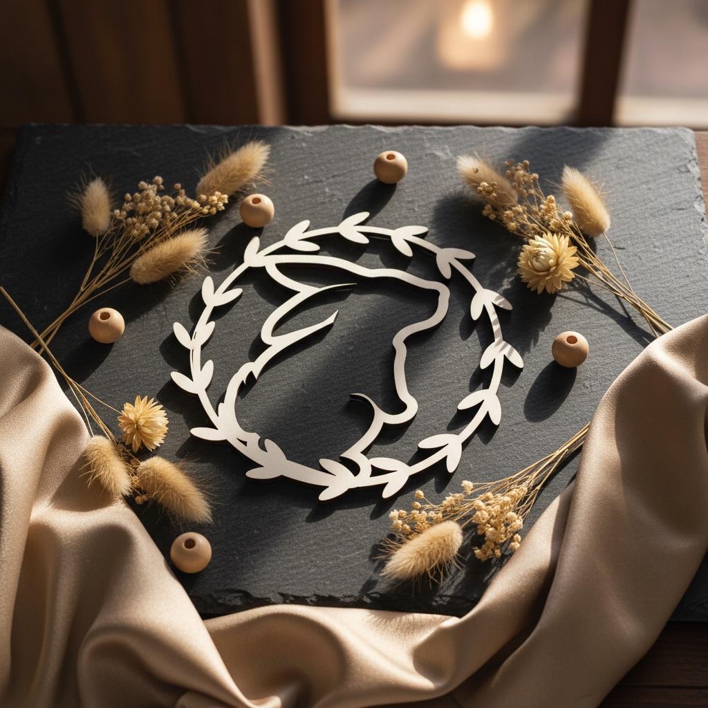 olz-Osterhasen-Kranz 25 cm – Türdekoration, rustikale Frühlings- und Osterdekoration Das Glückswerk