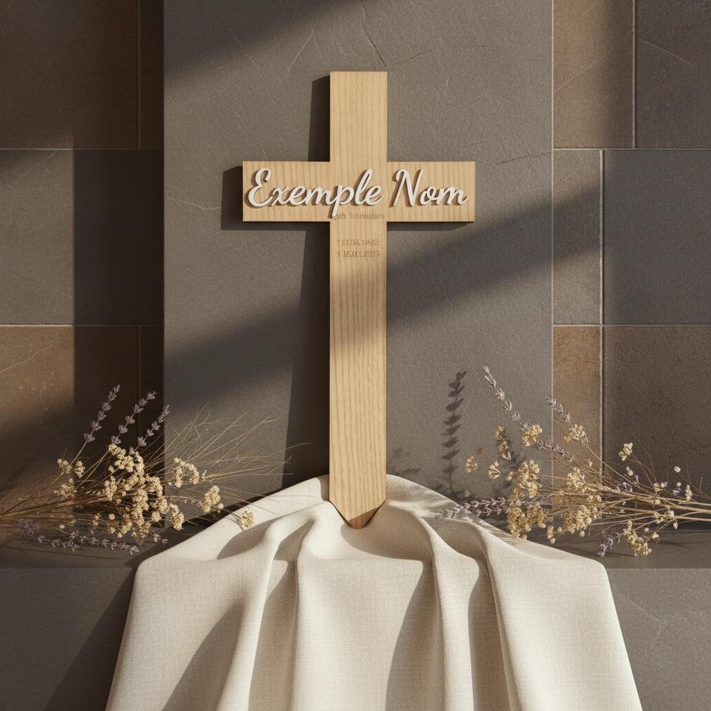 Grabkreuz Holz vorläufig, mit Namen aus Acryl personalisierbar, provisorischer Grabstein für Gedenkstätte, DasGlueckswerk, Personalisierte Geschenk, Grave Markers & Decoration, Holz, acryl