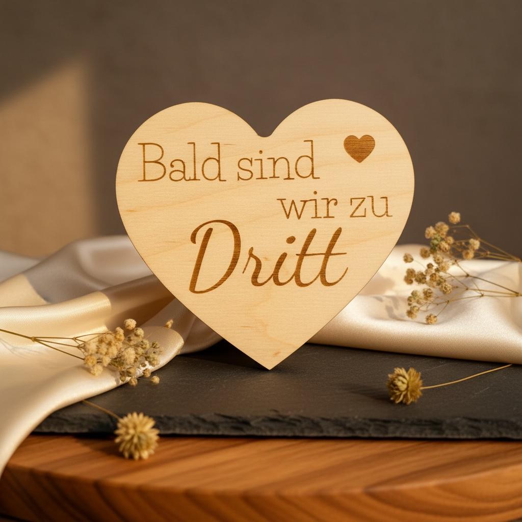 Holzherz Schwangerschaft verkünden, Bald sind wir zu dritt, Fotorequisite für Partner Familie, DasGlueckswerk, Dekoration, Backdrops & Props, 