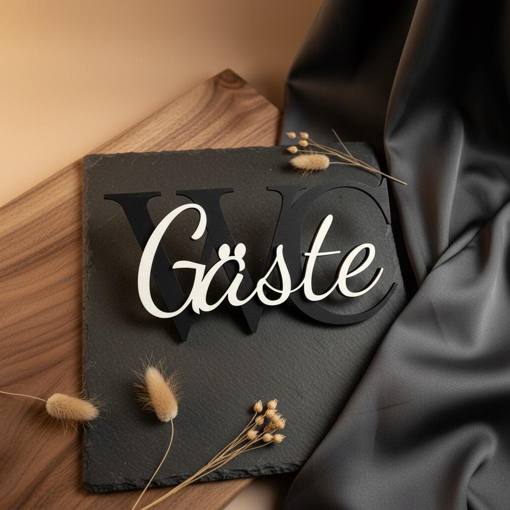 Gäste WC Schild aus Holz, lackiert oder natur, Türschild für Badezimmer und Gästetoilette Flothkötter Shop