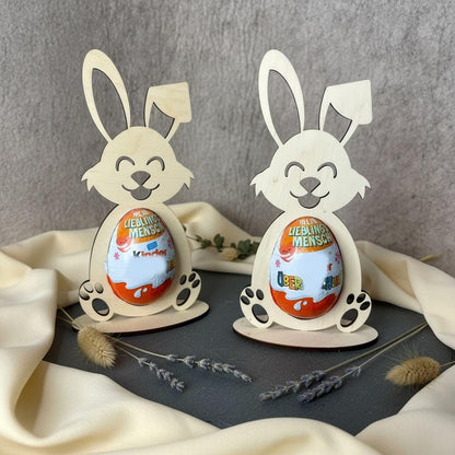 Holz-Osterhase für Eier – Handgefertigte Holzdekoration – Geschenk & Frühlingsdekoration Das Glückswerk