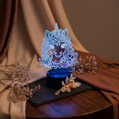 Personalisierte LED Lampe Einhorn Holz, Kinderzimmer Deko mit Name, Geschenk zur Geburt, DasGlueckswerk, Geburtstag, Night Lights, Plastik, acrylglas