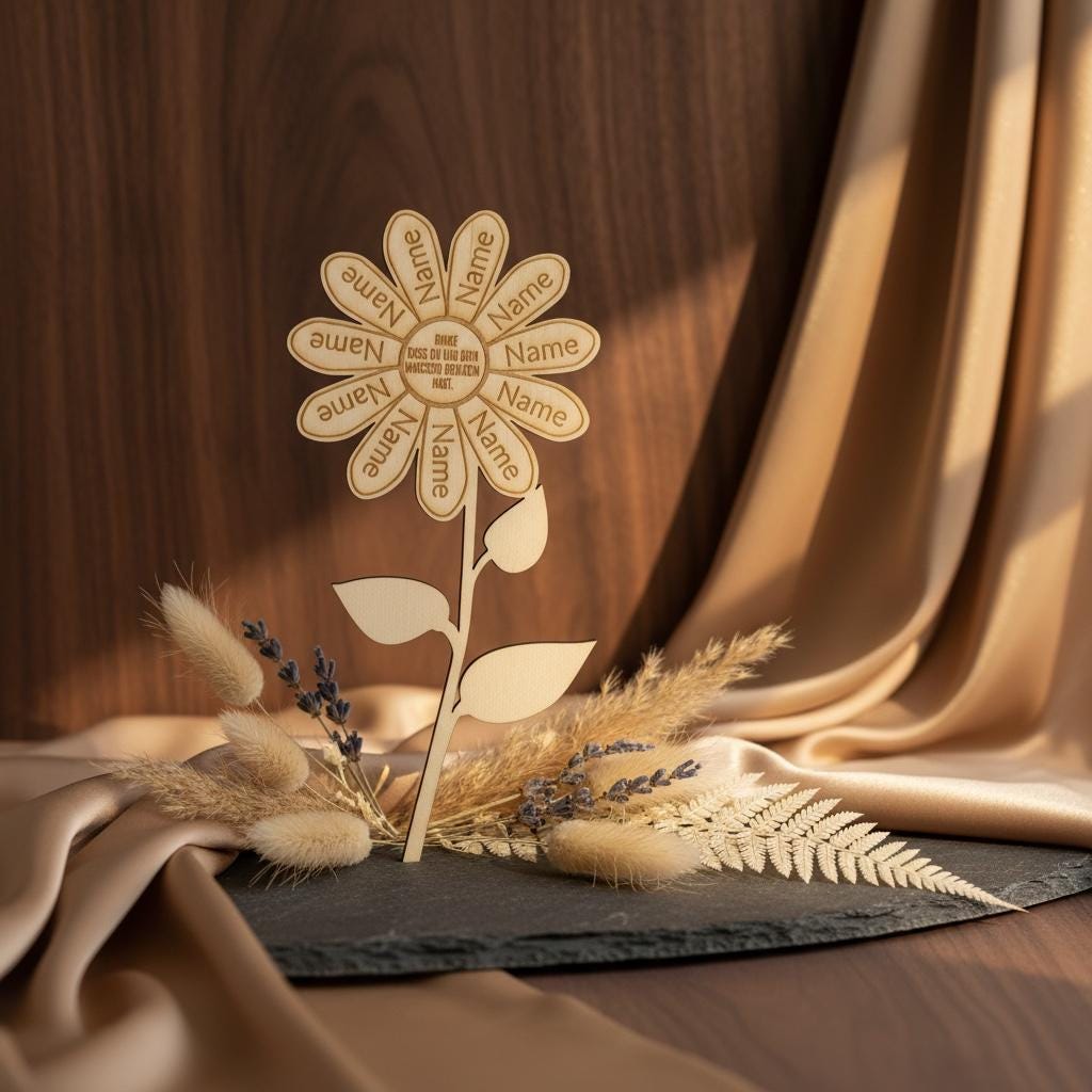 Holzblume Abschiedsgeschenk Erzieherin, 27 cm mit Gravur, Geschenk Kita Kindergarten Abschluss, DasGlueckswerk, Dekoration, Greeting Cards, holz