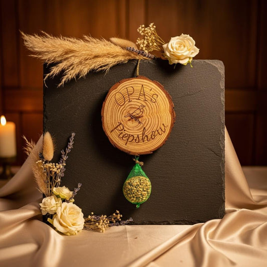 Baumscheibe Vogelfutterstation mit Gravur, personalisiert für Opa, 13-15 cm Durchmesser, DasGlueckswerk, Personalisierte Geschenk, Bird Feeders, baumscheibe