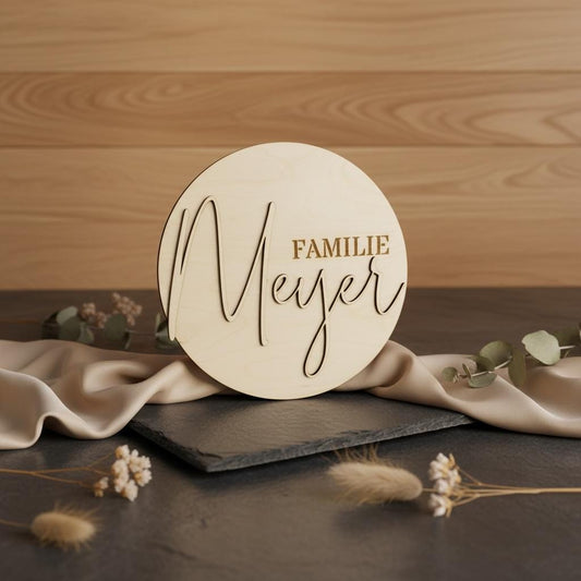 Türkranz Namensschild mit Wunschname, Familienschild aus Holz, Geschenk Hochzeit Einzug, DasGlueckswerk, Hochzeit & Liebe, Door Hangers, Holz