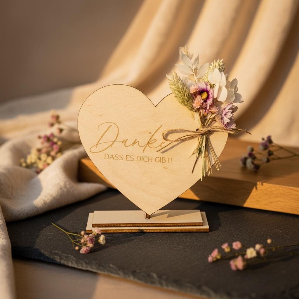 LASER SVG DATEI Dankeschön-Holzaufsteller „Danke, dass es dich gibt“ Perfekt für Diy-Projekte und Geschenke, DasGlueckswerk, Digitale Laserdateien, Greeting Cards, 