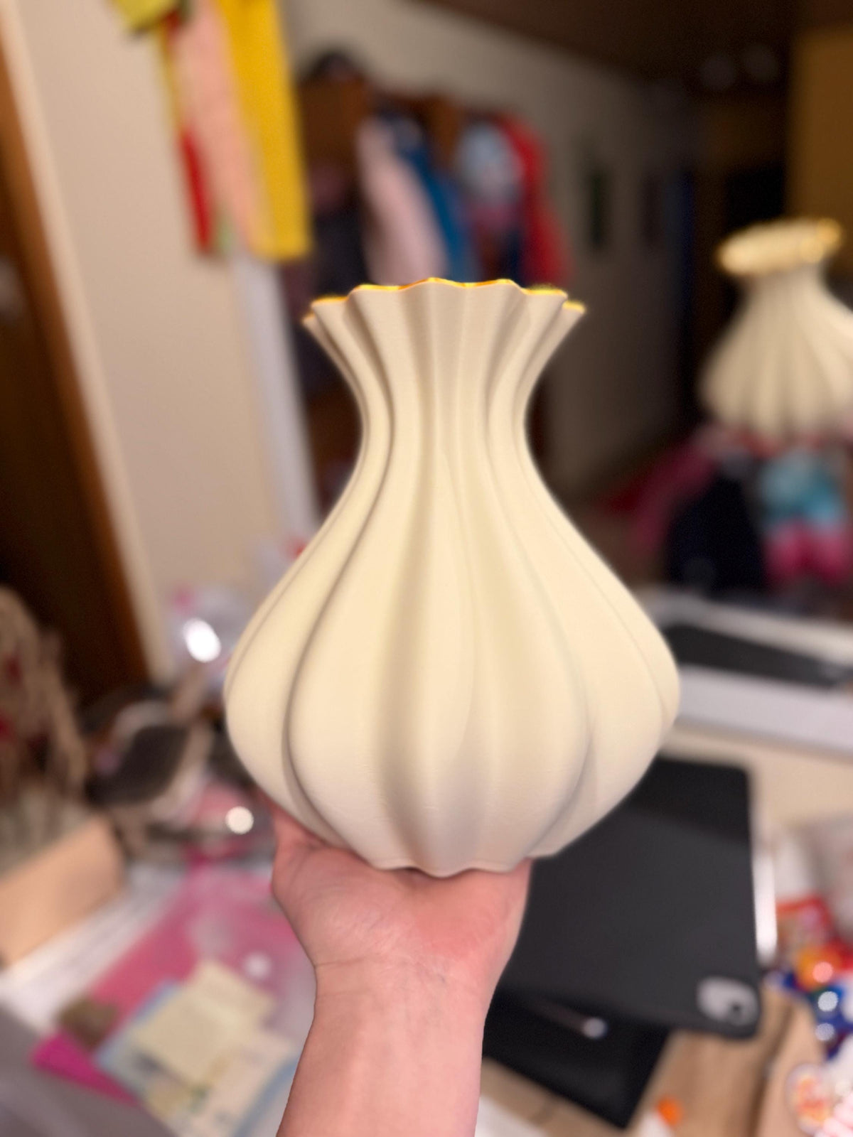 3D Vase Elenor mit Goldrand, moderne Deko Vase aus PLA im Waben Design, verschiedene Größen Farben, DasGlueckswerk, Dekoration, Vases, pla