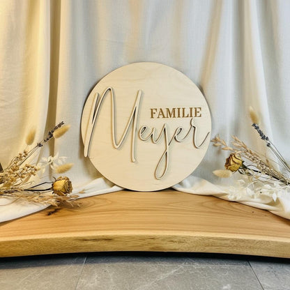 Türkranz Namensschild mit Wunschname, Familienschild aus Holz, Geschenk Hochzeit Einzug, DasGlueckswerk, Hochzeit & Liebe, Door Hangers, Holz