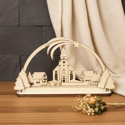 Schwibbogen SVG Seiffener Kirche, Laser Cut Vorlage für Weihnachten, Datei zum Selbermachen, DasGlueckswerk, Digitale Laserdateien, Ornaments & Accents, holz, led