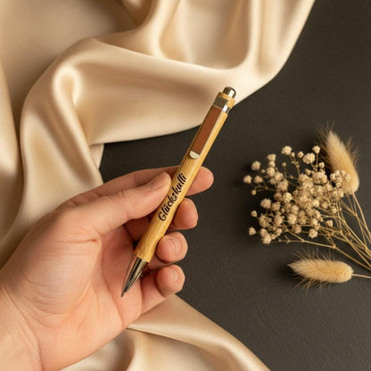 Kugelschreiber Holz Kleeblatt personalisiert, Glückskulli Gravur, Geschenk Büro und Hochzeit, DasGlueckswerk, Dekoration, Ballpoint Pens, holz