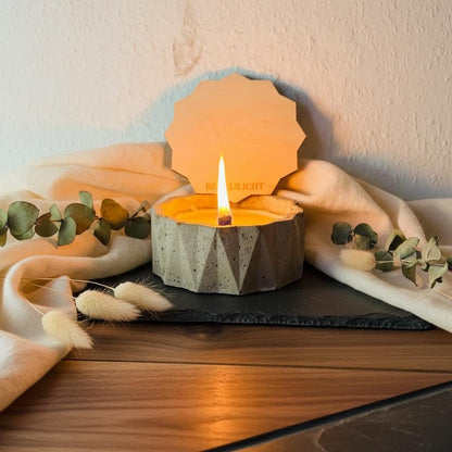 Betonkerze Glückslicht, handgegossen aus Möbelbeton und Sojawachs, Geschenk Hochzeit Geburtstag Jahrestag, DasGlueckswerk, Kerzen aus Beton, Garden Decoration, holz, wachs, Beton, Glasfaser