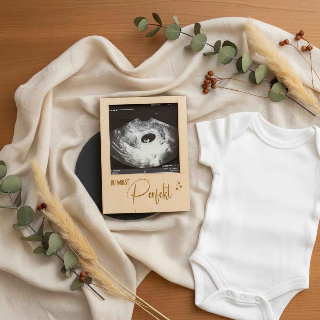 Bilderrahmen Ultraschallbild Schwangerschaft, Holzrahmen personalisiert mit Wunschtext, Baby Reveal Geschenk, DasGlueckswerk, Dekoration, Announcements, holz