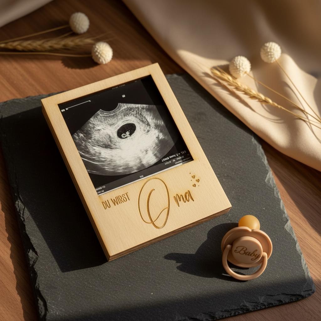 Bilderrahmen Ultraschallbild Schwangerschaft, Holzrahmen personalisiert mit Wunschtext, Baby Reveal Geschenk, DasGlueckswerk, Dekoration, Announcements, holz