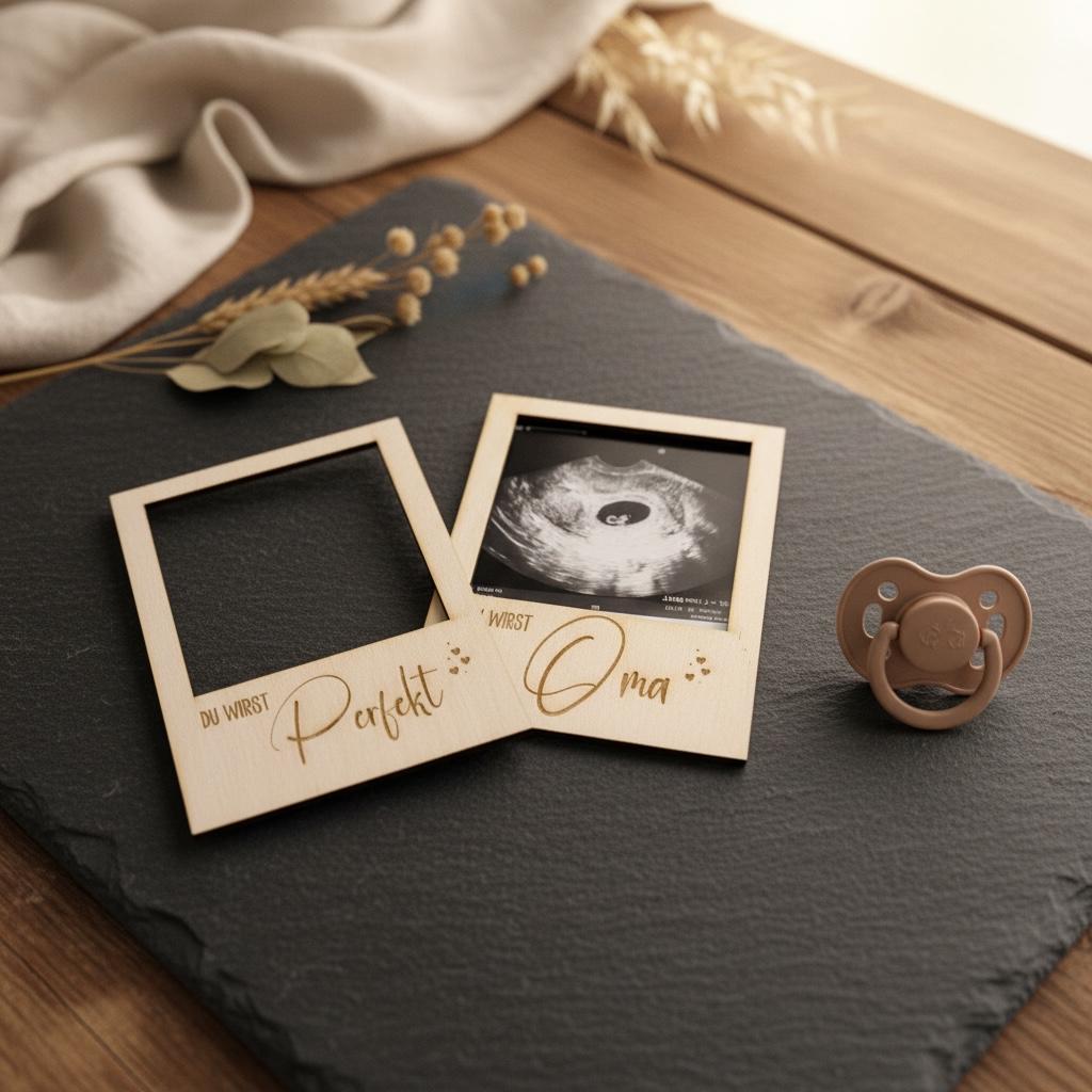 Bilderrahmen Ultraschallbild Schwangerschaft, Holzrahmen personalisiert mit Wunschtext, Baby Reveal Geschenk, DasGlueckswerk, Dekoration, Announcements, holz