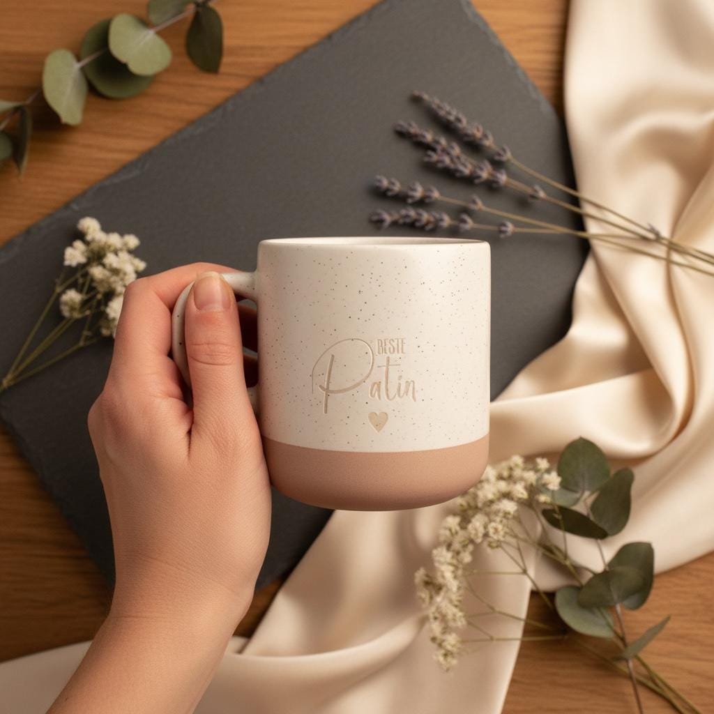 Beste Patin Tasse personalisiert – Keramik Becher mit Gravur, Bester Pate Geschenk, individuelle Namenstasse 330ml Das Glückswerk