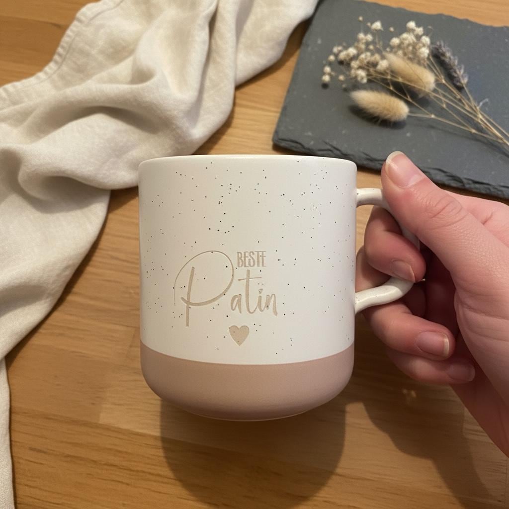Beste Patin Tasse personalisiert – Keramik Becher mit Gravur, Bester Pate Geschenk, individuelle Namenstasse 330ml Das Glückswerk
