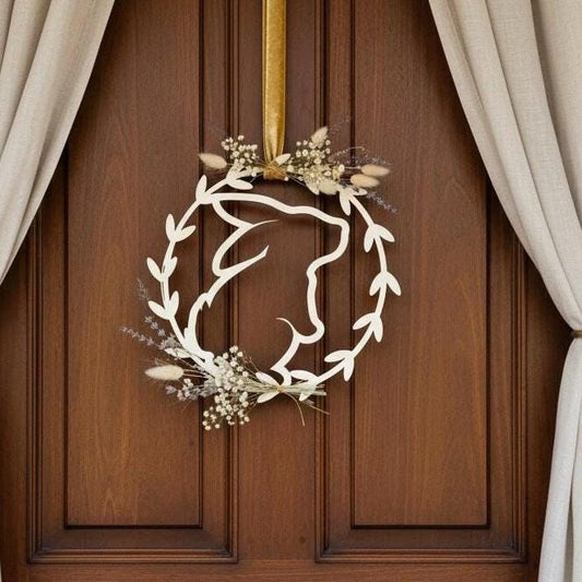 olz-Osterhasen-Kranz 25 cm – Türdekoration, rustikale Frühlings- und Osterdekoration Das Glückswerk