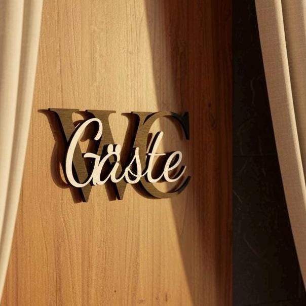 Gäste WC Schild aus Holz, lackiert oder natur, Türschild für Badezimmer und Gästetoilette Flothkötter Shop