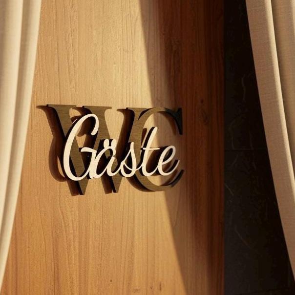 Gäste WC Schild aus Holz, lackiert oder natur, Türschild für Badezimmer und Gästetoilette, DasGlueckswerk, Dekoration, Door Hangers, holz