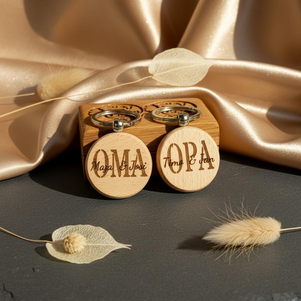 Schlüsselanhänger in Geschenkbox Geschenk Oma Opa Mama Papa Enkel Kinder für den der alles hat, DasGlueckswerk, Schlüsselanhänger, Keychains, Holz, Metall