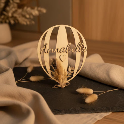 Holzballon personalisiert mit 3D Name und Herz, Geschenk zur Geburt, Kinderzimmer Deko 15-25 cm, DasGlueckswerk, Dekoration, Wreaths, Holz