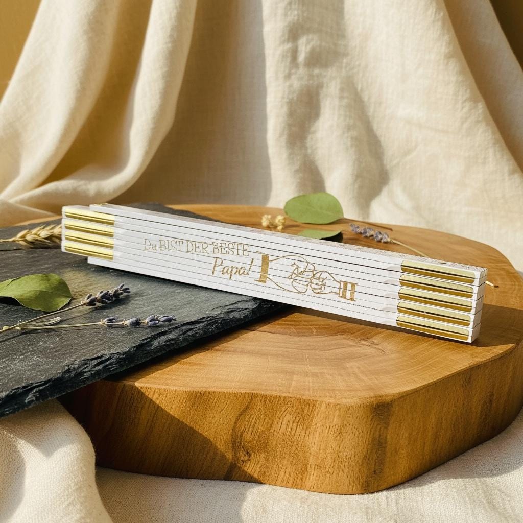 Zollstock mit Wunschgravur, personalisiertes Geschenk für Papa oder Opa, DasGlueckswerk, Personalisierte Geschenk, Tools, 