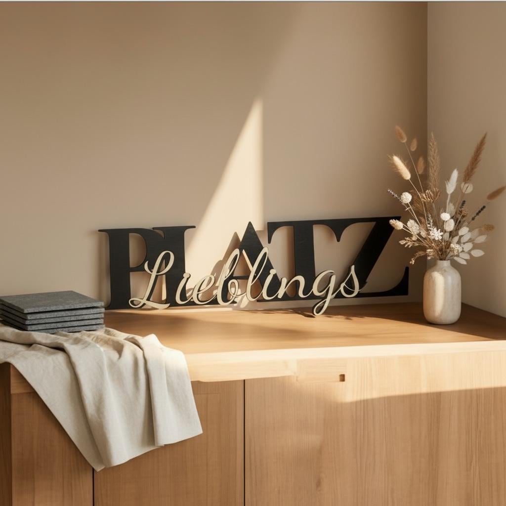 Holzschild Lieblingsplatz personalisiert, Wunschfarbe, Dekoschild 29x8,5 cm, DasGlueckswerk, Personalisierte Geschenk, Door Hangers, holz