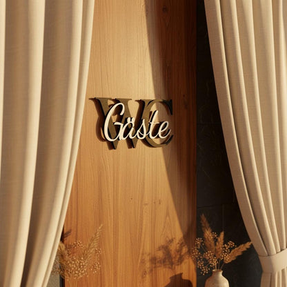 Gäste WC Schild aus Holz, lackiert oder natur, Türschild für Badezimmer und Gästetoilette Flothkötter Shop