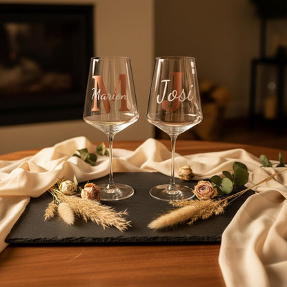 Weinglas personalisiert mit Namen, Weißweinglas Vinylplott Gravur, Geschenk Hochzeit Geburtstag, DasGlueckswerk, Küche & Genuss, Wine Glasses, glas