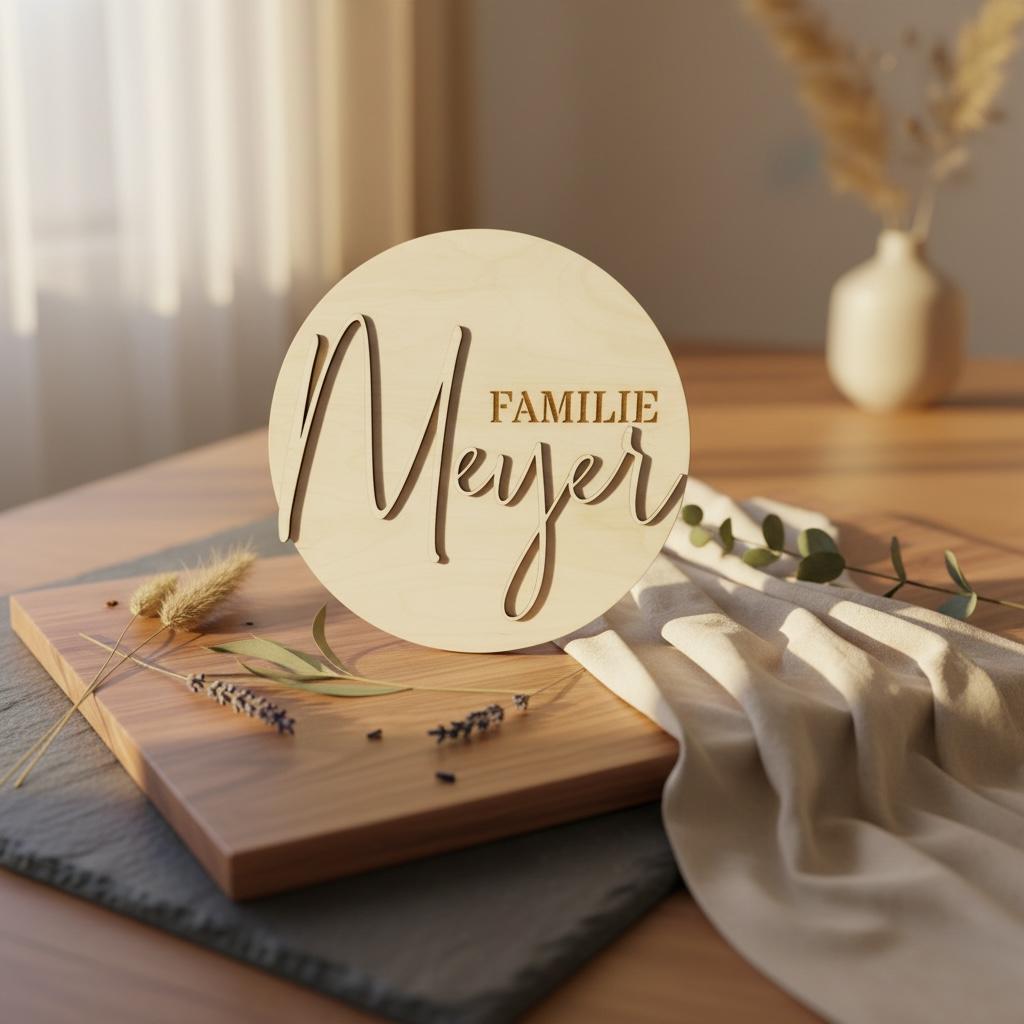 Türkranz Namensschild mit Wunschname, Familienschild aus Holz, Geschenk Hochzeit Einzug, DasGlueckswerk, Hochzeit & Liebe, Door Hangers, Holz