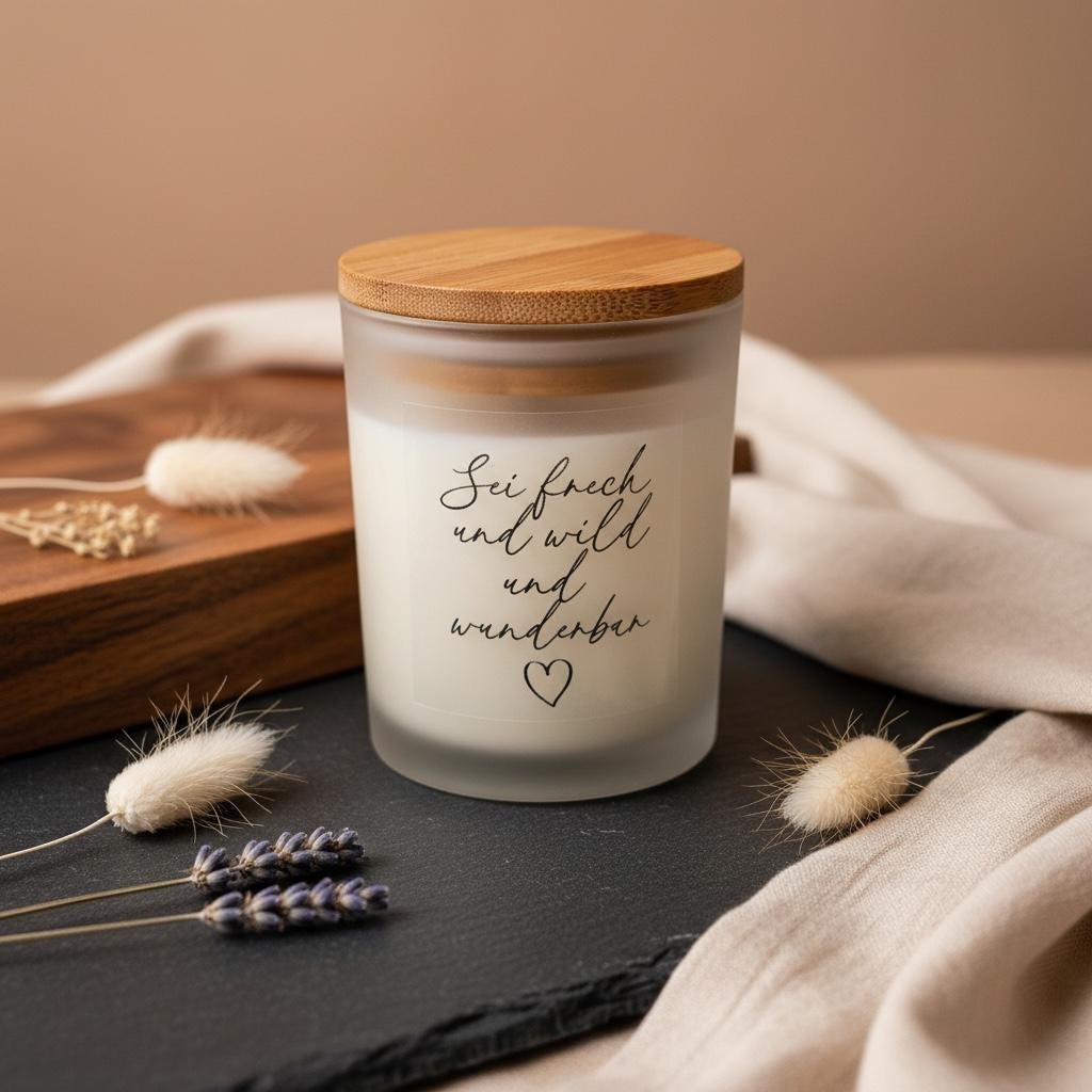 Sojawachskerze sei frech und wild und wunderbar, Glas mit Holzdeckel, Geburtstagsgeschenk, DasGlueckswerk, Geburtstag, Container Candles, Soya