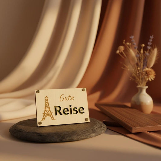 Geldgeschenk Karte Reise Holz, Gravur mit Reisemotiv, Geschenkverpackung für Geldscheine, DasGlueckswerk, Dekoration