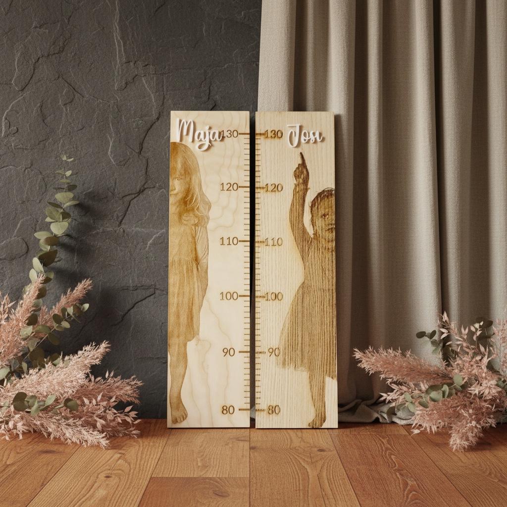 Kinder Messlatte Holz Foto, personalisiert 80-130 cm, Deko zur Geburt Taufe, DasGlueckswerk, Geburt & Baby, Kids' Furniture, Holz, acryl, uv dtf