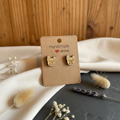 Pitbullkopf Holzohrringe – Handgefertigter Modeschmuck 1,5 cm, Geschenk für Tierliebhaber, Hunde & Pitbullfans Das Glückswerk