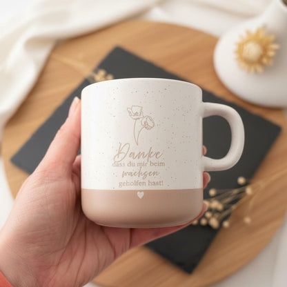 Danke Erzieherin Tasse personalisiert – „Danke dass du mir beim Wachsen geholfen hast“ Abschied Kita Geschenk mit Gravur Das Glückswerk