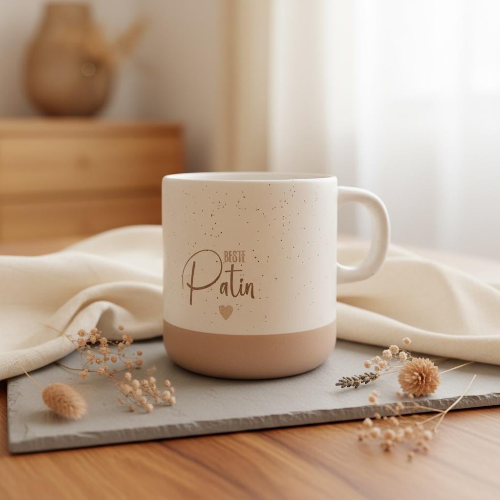 Beste Patin Tasse personalisiert – Keramik Becher mit Gravur, Bester Pate Geschenk, individuelle Namenstasse 330ml Das Glückswerk