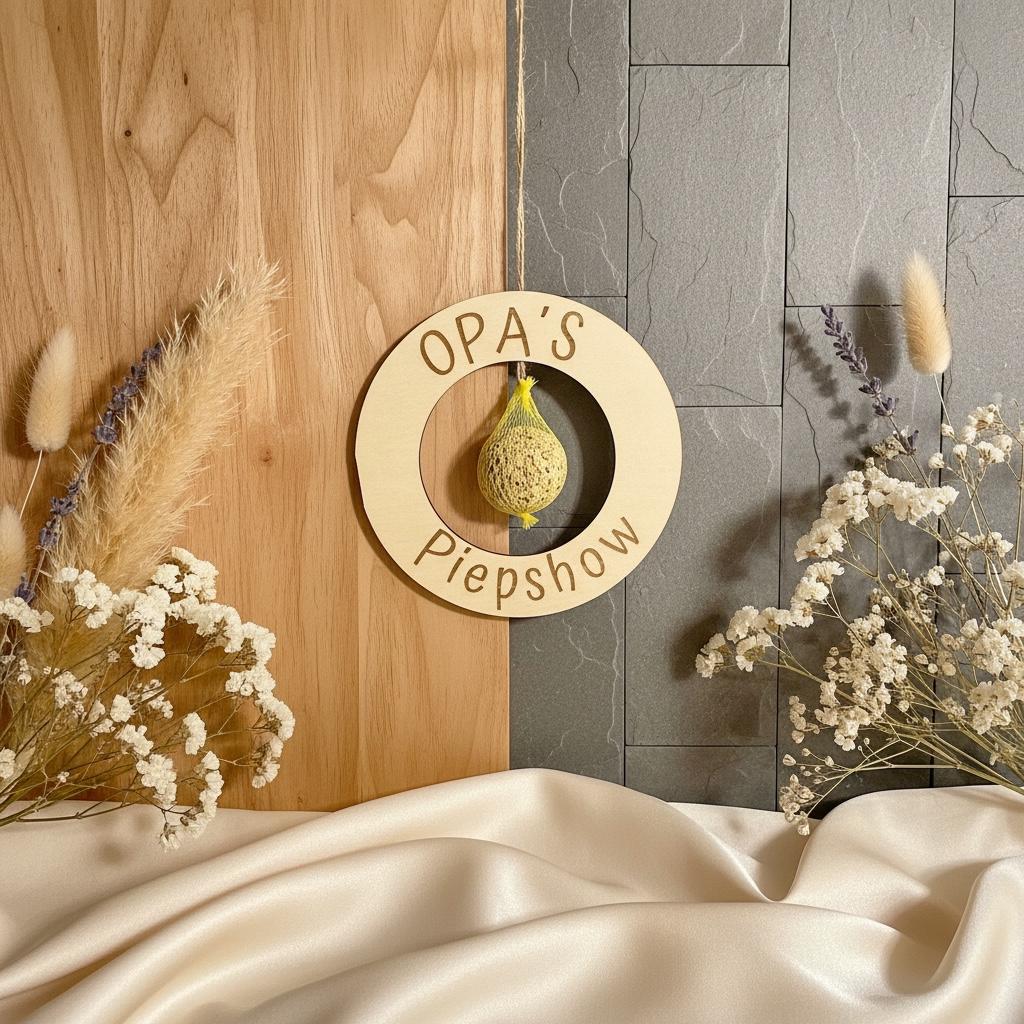 Vogelfutterstation Holz mit Gravur Opas Piepshow, Meisenknödel Halter, Geschenk für Opa, DasGlueckswerk, Dekoration, Bird Feeders, 